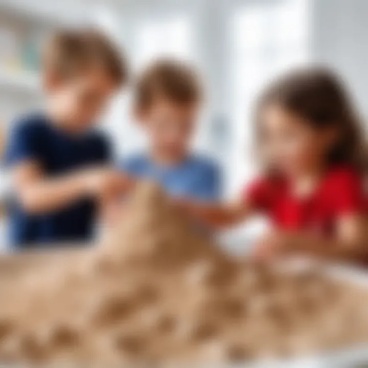 Children engaging with kinetic sand in a safe space