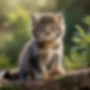 A serene setting showcasing a manul kitten in nature