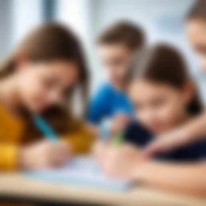 Children using correction pen in a classroom