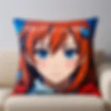 Large anime character pillow showcasing vibrant designs and textures.