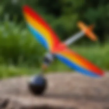 Colorful whirlybird toy ready for launch