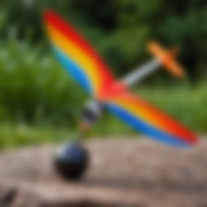 Colorful whirlybird toy ready for launch