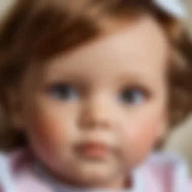 Close-up view of a reborn doll's lifelike features