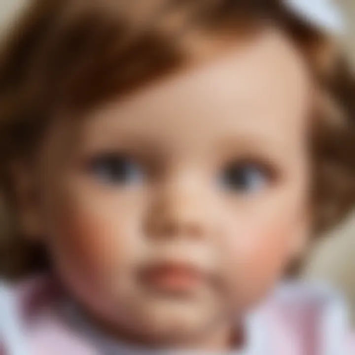 Close-up view of a reborn doll's lifelike features