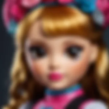 Close-up of a popular LOL doll with intricate details highlighting its accessories.