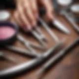 A close-up of a manicure tool set showcasing essential instruments.