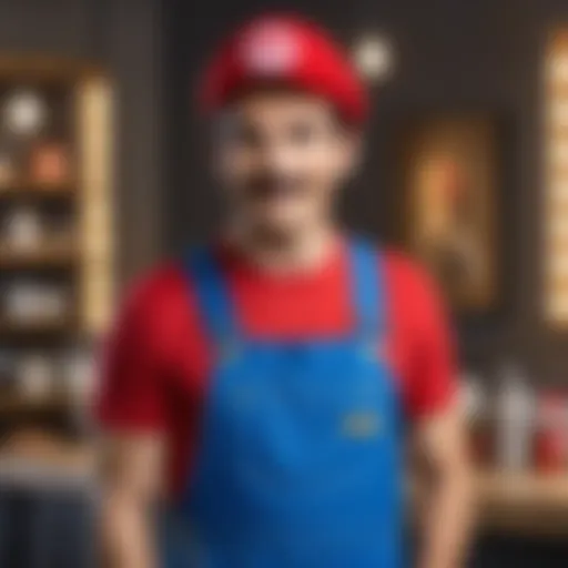 Mario in his iconic red hat and blue overalls