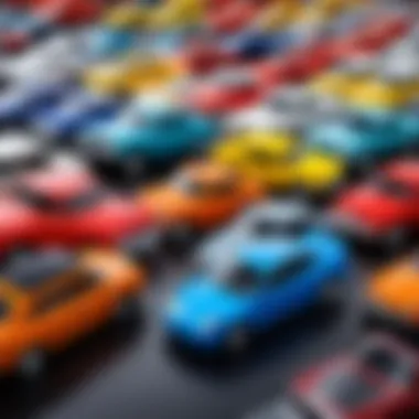 Educational Selection of Toy Cars Various toy car models displayed for educational selection