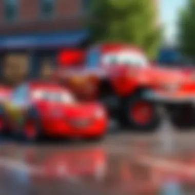 Mater alongside Lightning McQueen in a vibrant scene