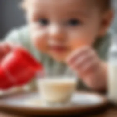 Precision in Measuring Baby Formula Precision measurement of baby formula using a spoon