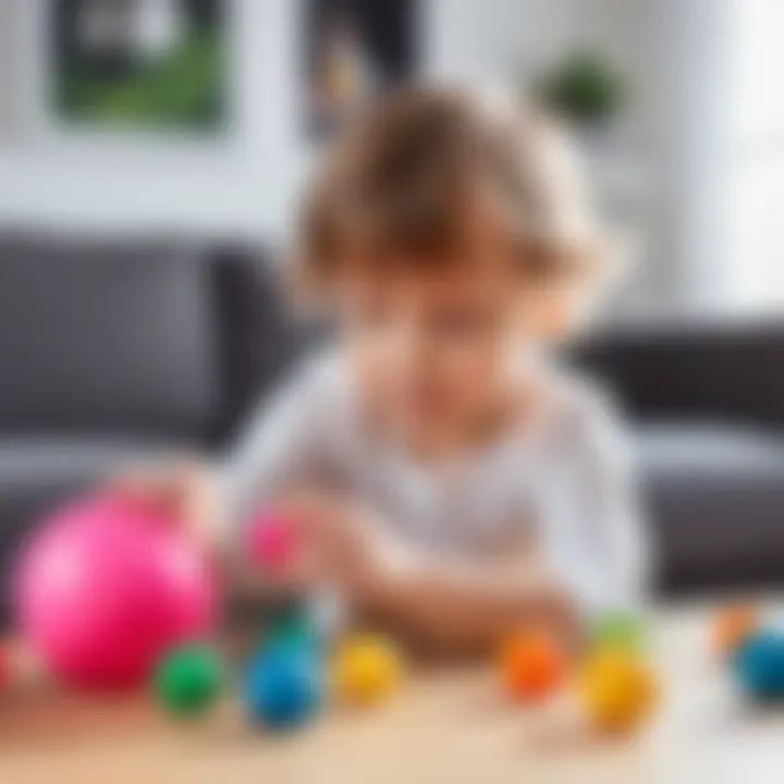 Child engaging with a tactile ball for sensory exploration