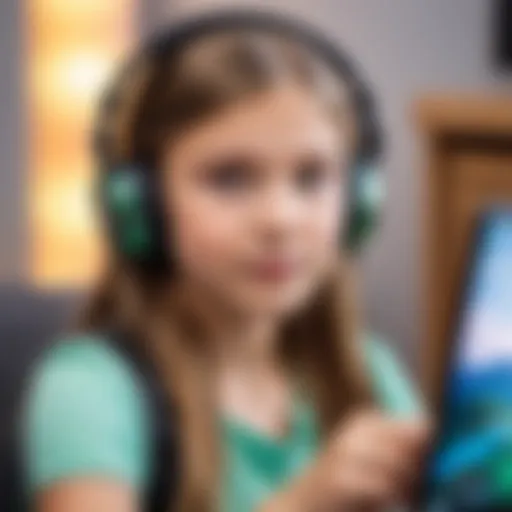 Child engaging in Minecraft gameplay with focus and excitement