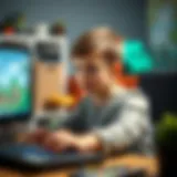 A young player engaging with Minecraft on a computer