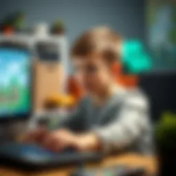 A young player engaging with Minecraft on a computer
