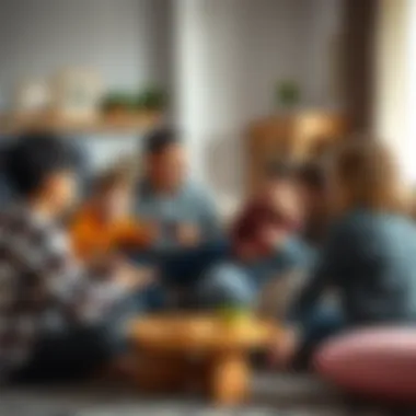 Family Discussion on Gaming A family discussing video games in a cozy living room