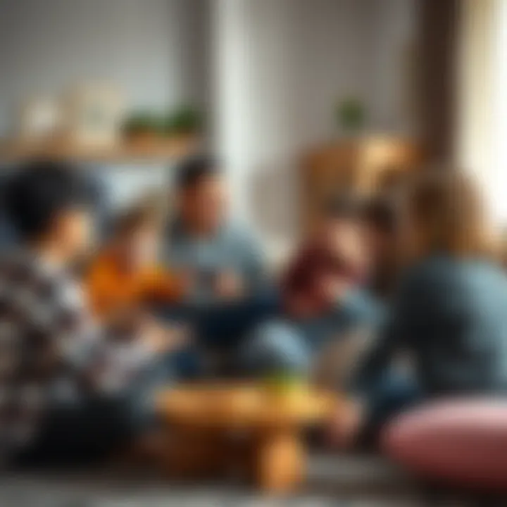 Family Discussion on Gaming A family discussing video games in a cozy living room