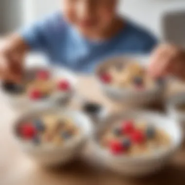 Children enjoying bowls of sugar-free muesli at breakfast