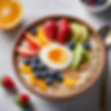 A close-up of a nutritious bowl of porridge garnished with fruits