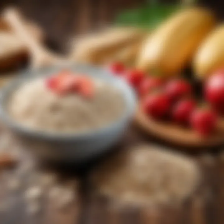 An array of ingredients used to prepare oatmeal, emphasizing wholesome choices