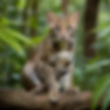 A scenic view of the ocelot's habitat, featuring lush foliage and diverse flora.