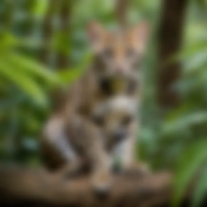 A scenic view of the ocelot's habitat, featuring lush foliage and diverse flora.