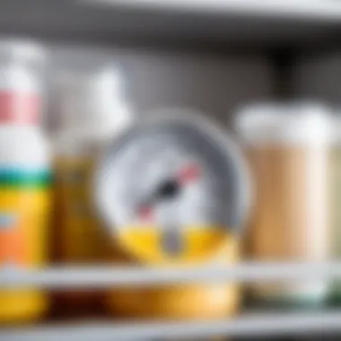 A temperature gauge measuring the ideal conditions for baby formula storage.