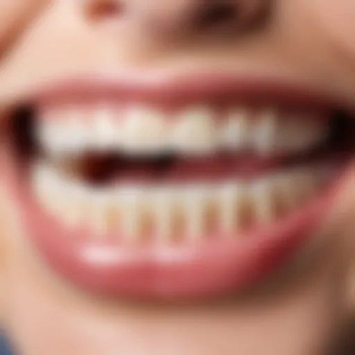 Close-up of orthodontic wax on dental brackets