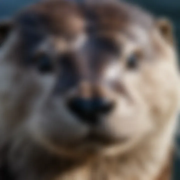 Close-up of a male otter's features and fur