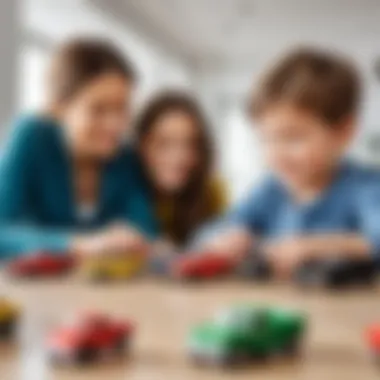 Parent-child interaction centered around toy cars