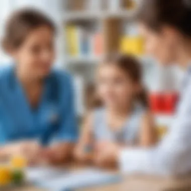 Consultation with Pediatrician A parent consulting a pediatrician, highlighting the importance of expert advice regarding children and dietary supplements.