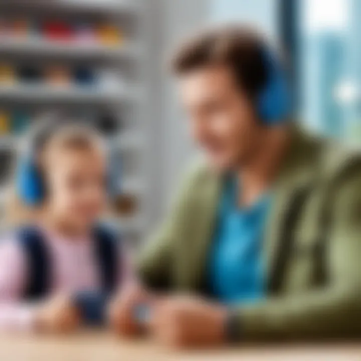 Parent selecting headphones for their child