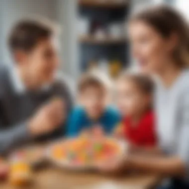 Parents discussing candy consumption with children