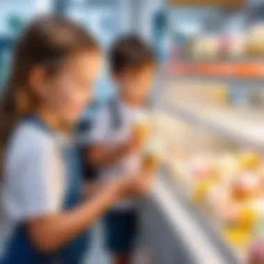 Parents selecting safe ice cream for children