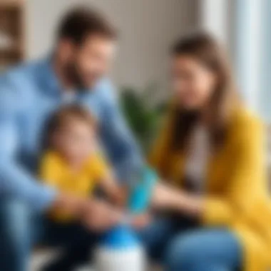 Parents Ensuring Child's Safety with Free Oxygen Cleaner Parents using Free oxygen cleaner for child's safety