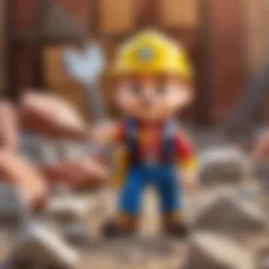 Character of Rubble from Paw Patrol with construction tools