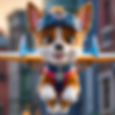 Character of Skye from Paw Patrol demonstrating flying abilities