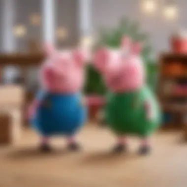 Scene depicting Peppa and George engaging in a fun activity