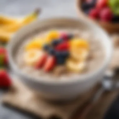 A bowl of Heinze dairy-free buckwheat porridge topped with fresh fruits