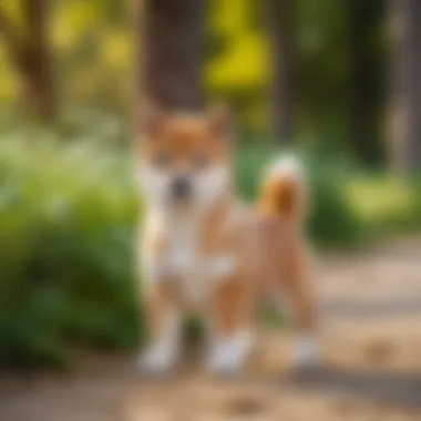 Shiba Inu puppy exploring its surroundings with curiosity