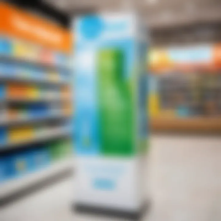 Promotional display of Free oxygen cleaner in a retail environment