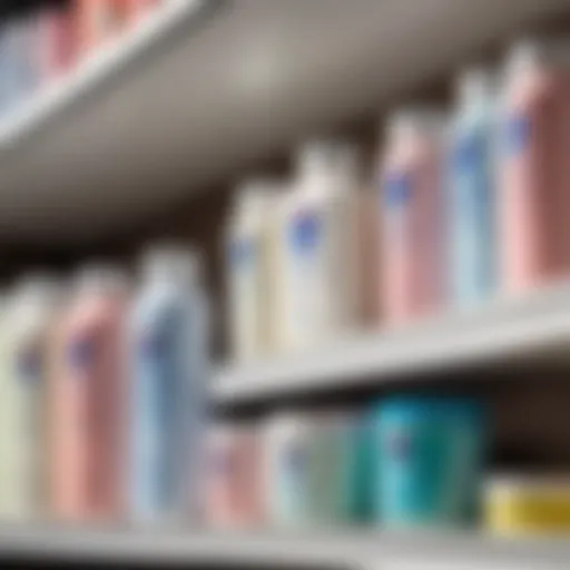 Varieties of baby powder on a shelf showcasing different brands and formulations.