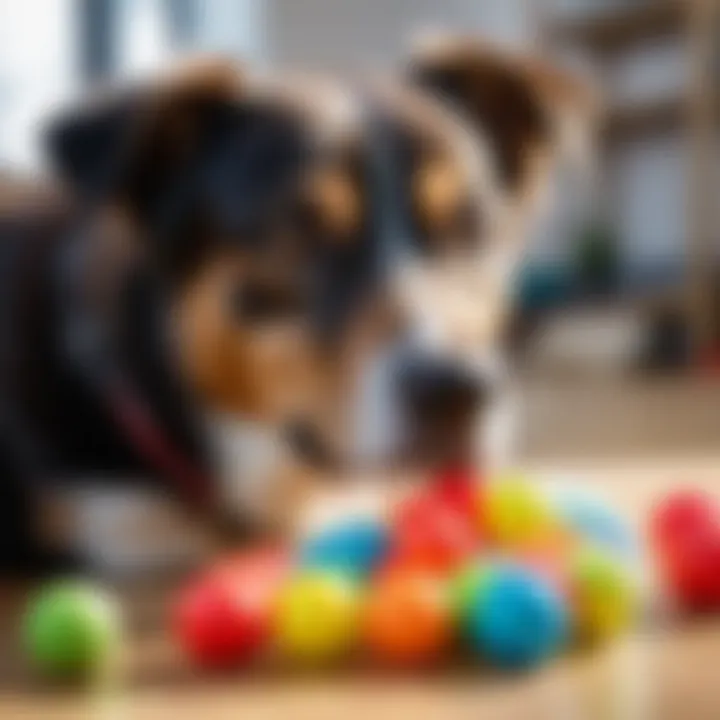 Parent reviewing safety features of dog toys before purchase