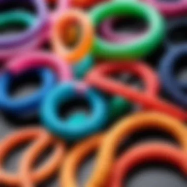 Close-up of silicone hair ties showing material texture