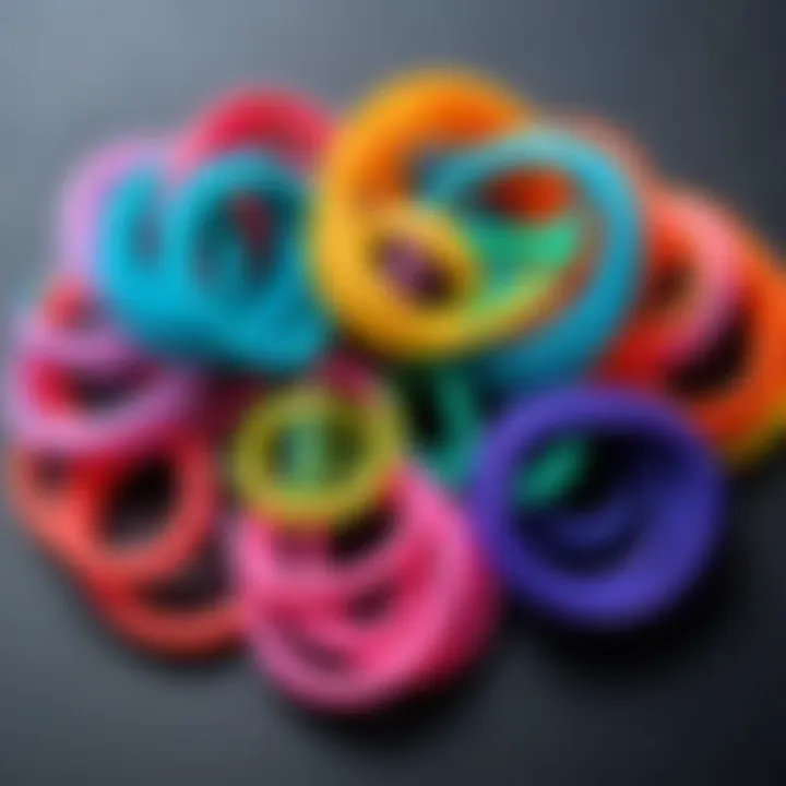 Different sizes of silicone hair ties displayed