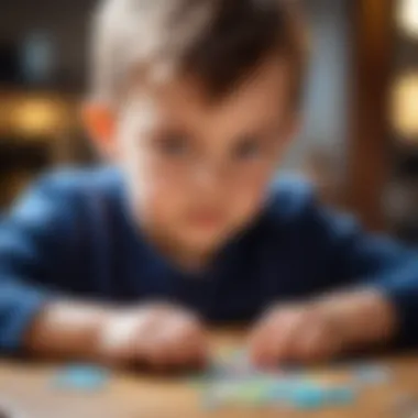 Focus on Puzzle Assembly Child concentrating on puzzle assembly