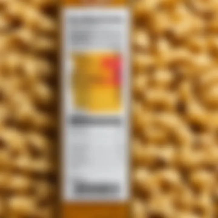 Label showing quality indicators for pasta