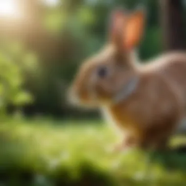 A serene environment showcasing rabbits using sounds for adaptation