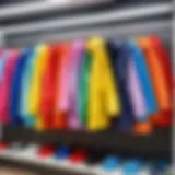 Colorful raincoats for children displayed in a store