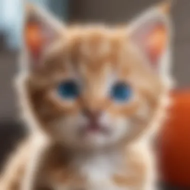 Close-up of a realistic interactive kitten with sensors