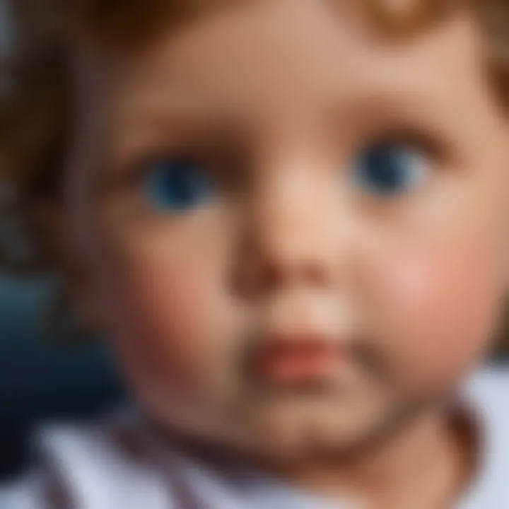 A close-up view of a Reborn doll's facial features demonstrating realism